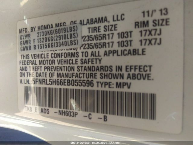 Photo 8 VIN: 5FNRL5H66EB055596 - HONDA ODYSSEY 