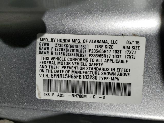 Photo 9 VIN: 5FNRL5H66FB103230 - HONDA ODYSSEY EX 