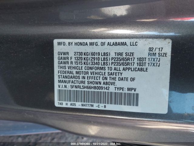 Photo 8 VIN: 5FNRL5H66HB009142 - HONDA ODYSSEY 