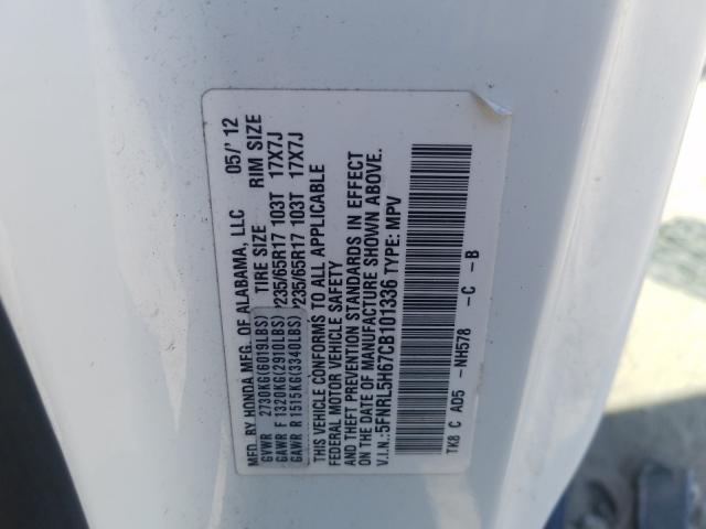 Photo 9 VIN: 5FNRL5H67CB101336 - HONDA ODYSSEY EX 