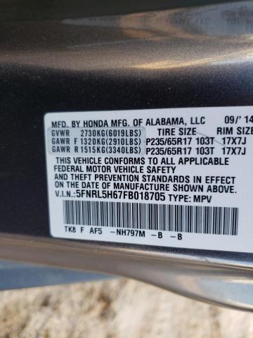 Photo 9 VIN: 5FNRL5H67FB018705 - HONDA ODYSSEY EX 