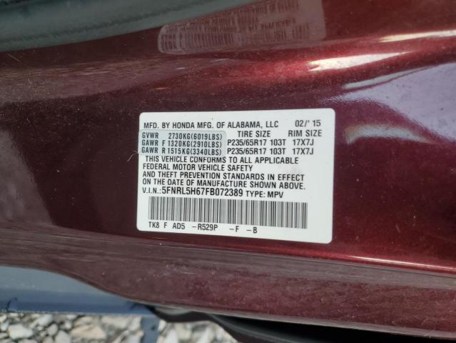 Photo 12 VIN: 5FNRL5H67FB072389 - HONDA ODYSSEY EX 