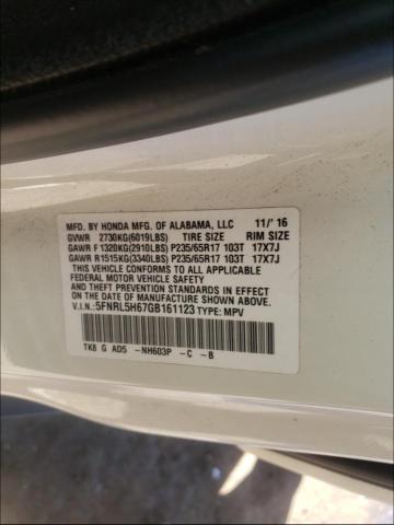 Photo 9 VIN: 5FNRL5H67GB161123 - HONDA ODYSSEY EX 