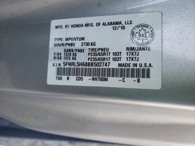 Photo 9 VIN: 5FNRL5H68BB502747 - HONDA ODYSSEY EX 