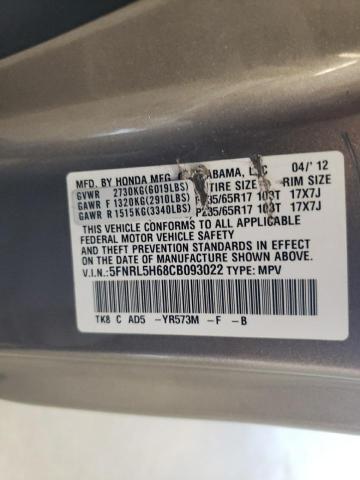 Photo 12 VIN: 5FNRL5H68CB093022 - HONDA ODYSSEY EX 