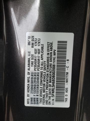 Photo 9 VIN: 5FNRL5H68DB002008 - HONDA ODYSSEY EX 