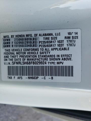 Photo 9 VIN: 5FNRL5H68FB029924 - HONDA ODYSSEY EX 