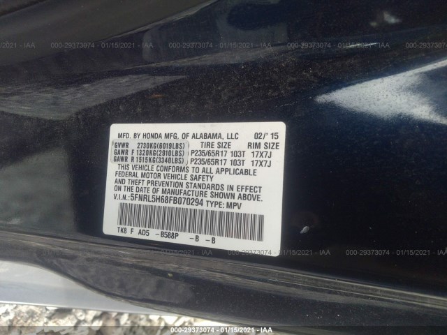 Photo 8 VIN: 5FNRL5H68FB070294 - HONDA ODYSSEY 