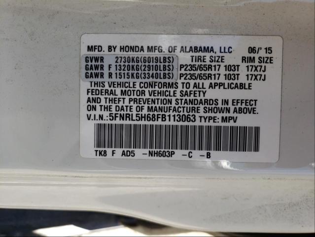 Photo 9 VIN: 5FNRL5H68FB113063 - HONDA ODYSSEY EX 