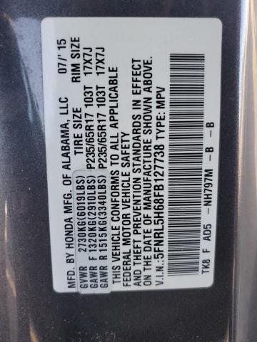 Photo 9 VIN: 5FNRL5H68FB127738 - HONDA ODYSSEY EX 