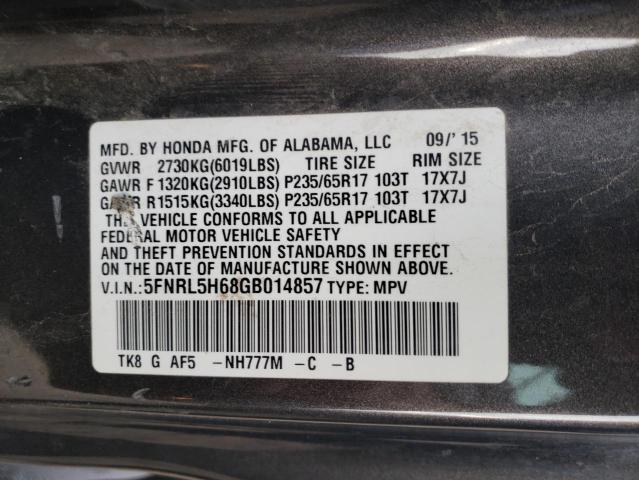 Photo 12 VIN: 5FNRL5H68GB014857 - HONDA ODYSSEY EX 