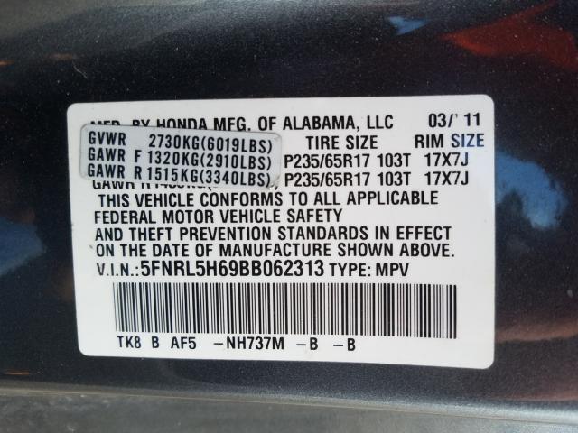 Photo 9 VIN: 5FNRL5H69BB062313 - HONDA ODYSSEY EX 