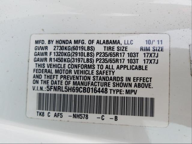 Photo 9 VIN: 5FNRL5H69CB016448 - HONDA ODYSSEY EX 