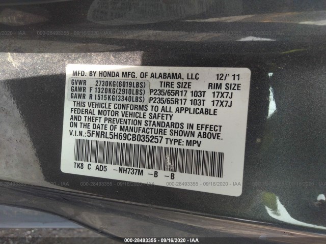 Photo 8 VIN: 5FNRL5H69CB035257 - HONDA ODYSSEY 