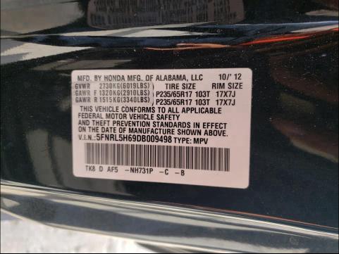 Photo 9 VIN: 5FNRL5H69DB009498 - HONDA ODYSSEY EX 