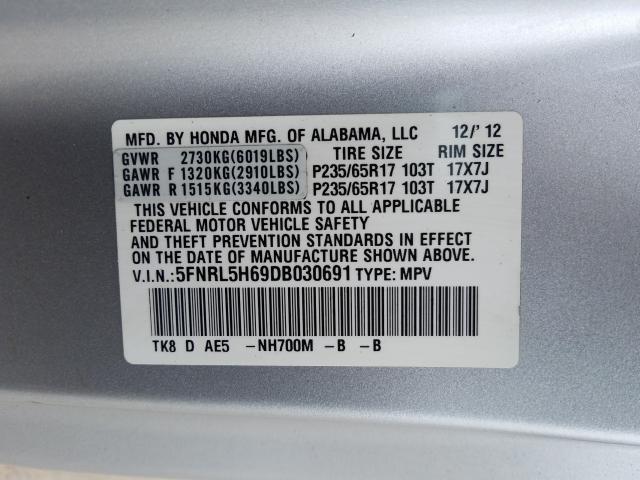 Photo 9 VIN: 5FNRL5H69DB030691 - HONDA ODYSSEY EX 