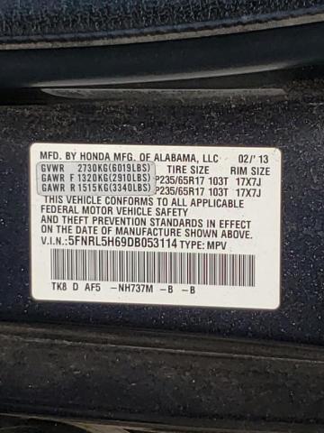 Photo 9 VIN: 5FNRL5H69DB053114 - HONDA ODYSSEY EX 