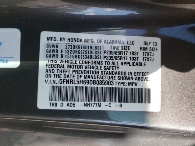 Photo 9 VIN: 5FNRL5H69DB085903 - HONDA ODYSSEY EX 