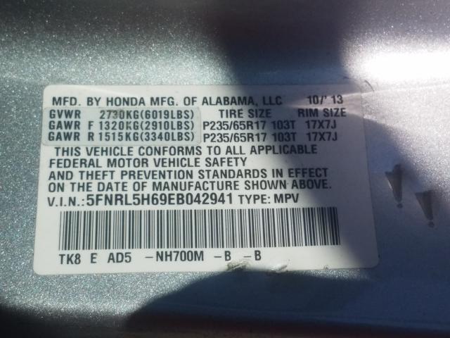 Photo 9 VIN: 5FNRL5H69EB042941 - HONDA ODYSSEY EX 