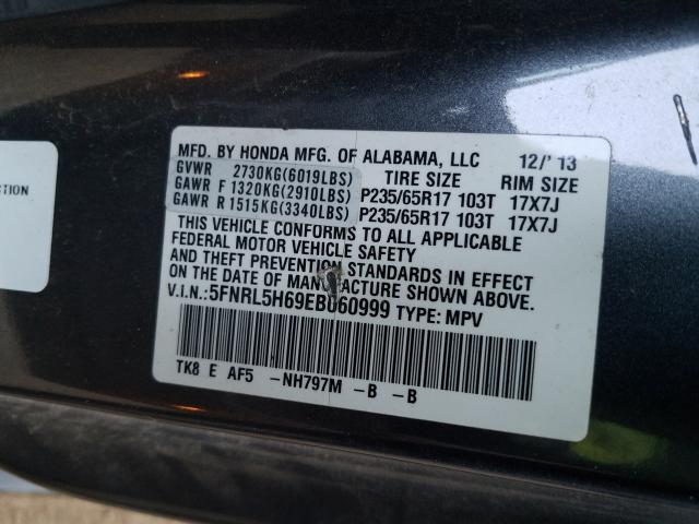 Photo 9 VIN: 5FNRL5H69EB060999 - HONDA ODYSSEY EX 