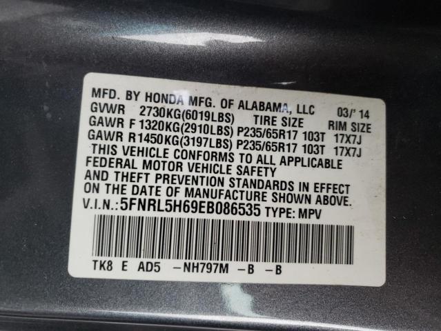 Photo 9 VIN: 5FNRL5H69EB086535 - HONDA ODYSSEY EX 