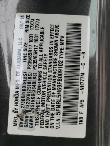 Photo 12 VIN: 5FNRL5H69FB009102 - HONDA ODYSSEY EX 