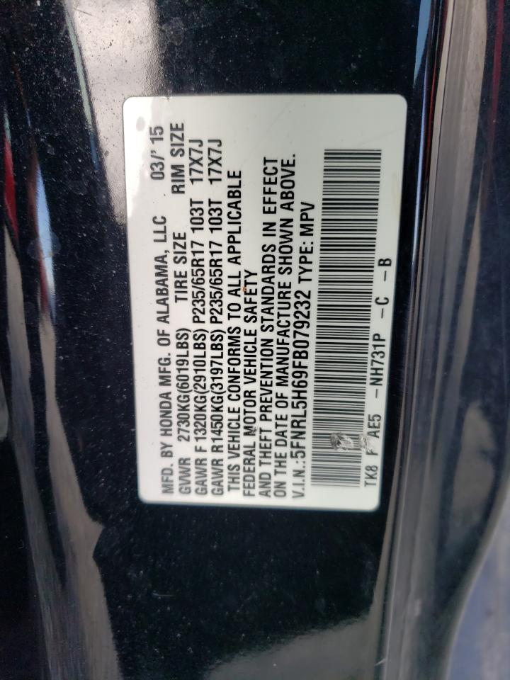 Photo 12 VIN: 5FNRL5H69FB079232 - HONDA ODYSSEY 