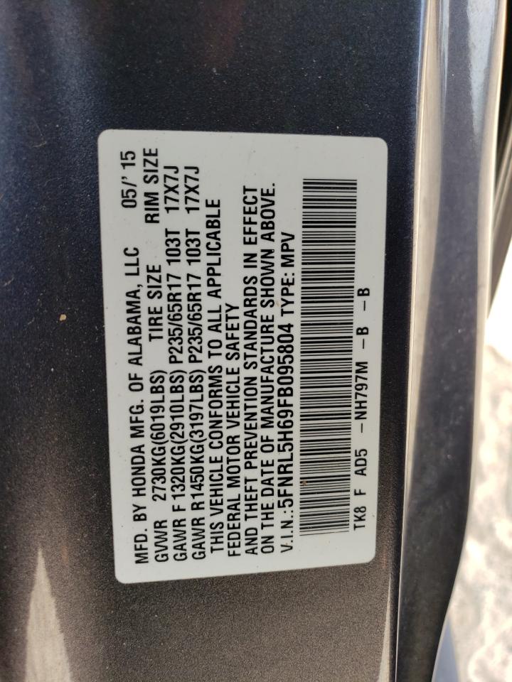 Photo 12 VIN: 5FNRL5H69FB095804 - HONDA ODYSSEY 