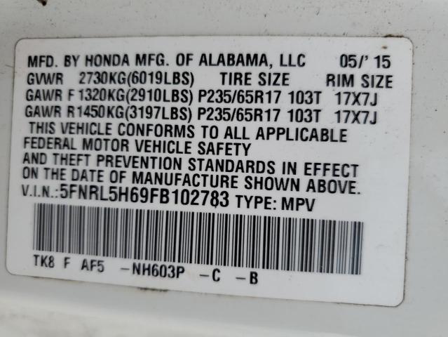 Photo 11 VIN: 5FNRL5H69FB102783 - HONDA ODYSSEY EX 