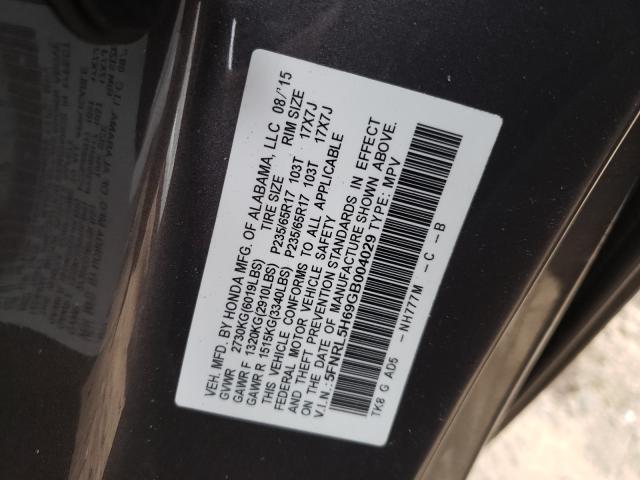 Photo 9 VIN: 5FNRL5H69GB004029 - HONDA ODYSSEY EX 