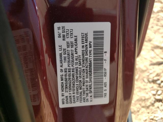 Photo 9 VIN: 5FNRL5H69GB098641 - HONDA ODYSSEY EX 