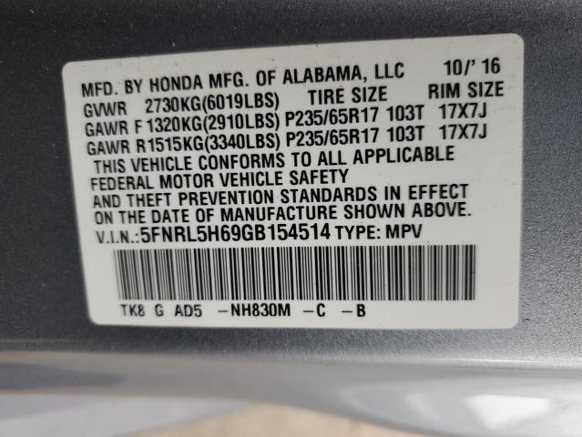 Photo 12 VIN: 5FNRL5H69GB154514 - HONDA ALL MODELS 