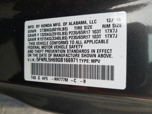 Photo 9 VIN: 5FNRL5H69GB166971 - HONDA ODYSSEY EX 