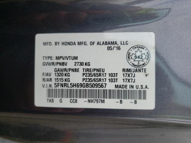 Photo 13 VIN: 5FNRL5H69GB509567 - HONDA ODYSSEY EX 