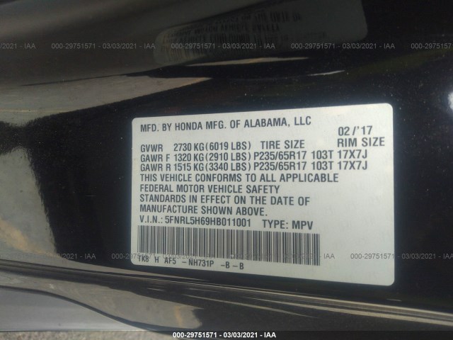 Photo 8 VIN: 5FNRL5H69HB011001 - HONDA ODYSSEY 