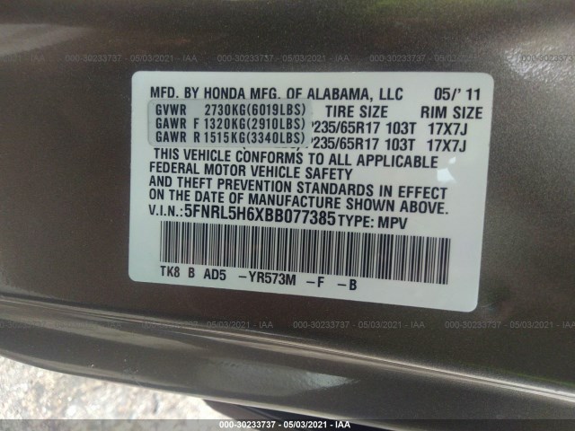 Photo 8 VIN: 5FNRL5H6XBB077385 - HONDA ODYSSEY 