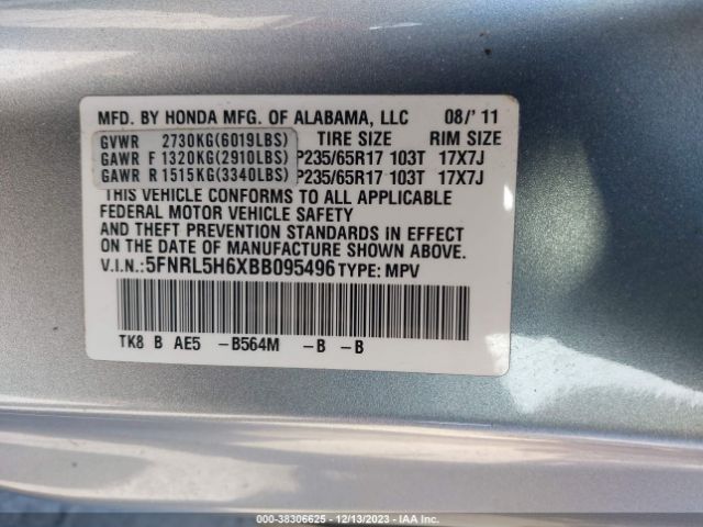 Photo 8 VIN: 5FNRL5H6XBB095496 - HONDA ODYSSEY 