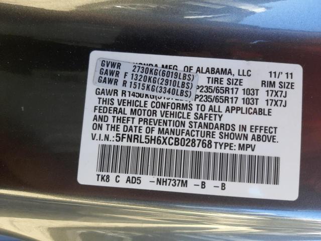 Photo 9 VIN: 5FNRL5H6XCB028768 - HONDA ODYSSEY EX 