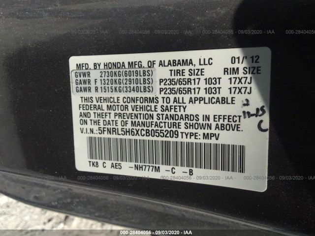 Photo 8 VIN: 5FNRL5H6XCB055209 - HONDA ODYSSEY 