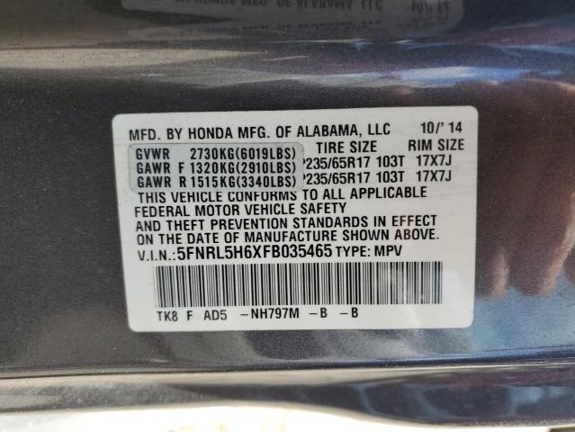 Photo 12 VIN: 5FNRL5H6XFB035465 - HONDA ODYSSEY EX 