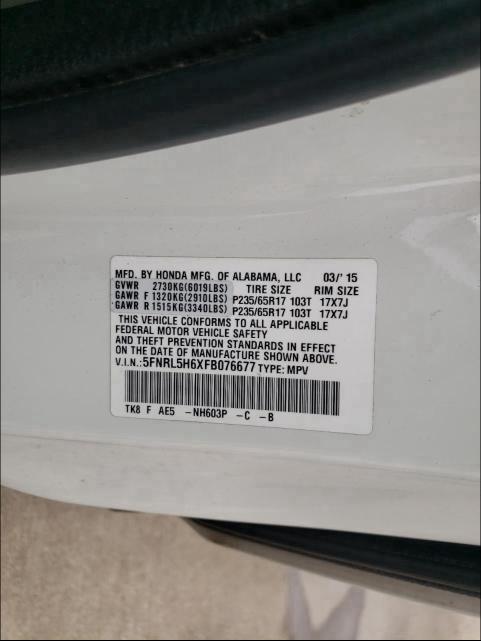 Photo 9 VIN: 5FNRL5H6XFB076677 - HONDA ODYSSEY EX 