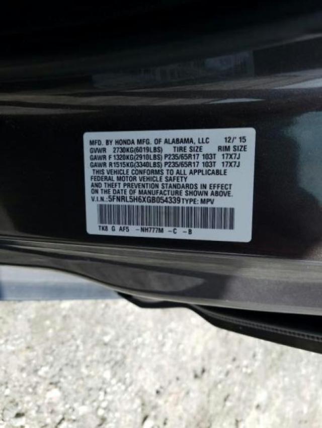 Photo 9 VIN: 5FNRL5H6XGB054339 - HONDA ODYSSEY 