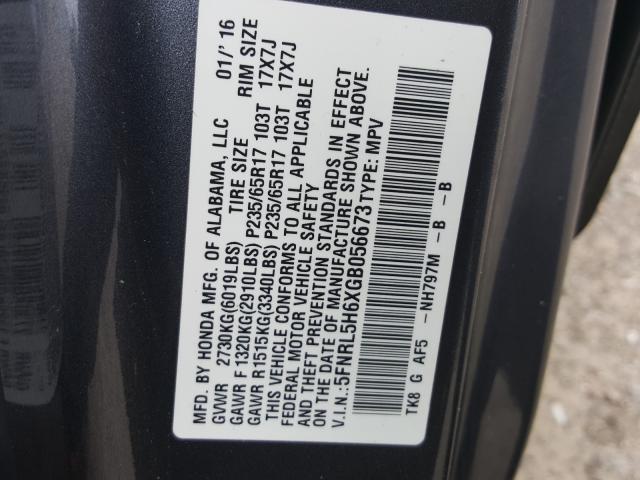 Photo 9 VIN: 5FNRL5H6XGB056673 - HONDA ODYSSEY EX 