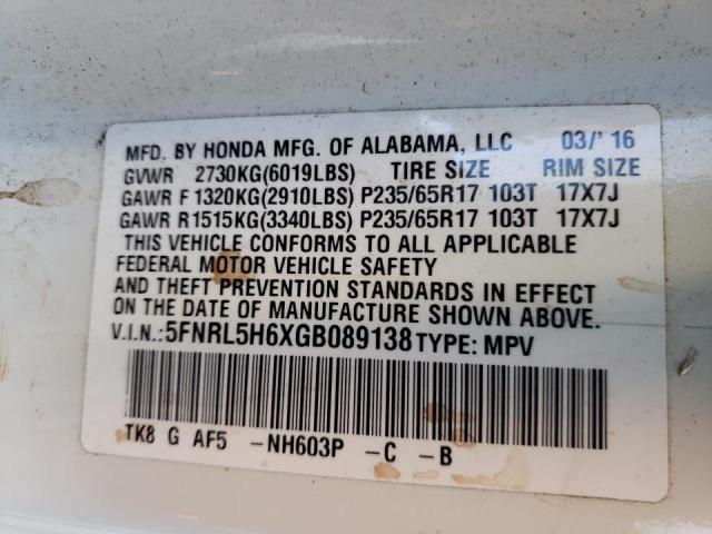 Photo 9 VIN: 5FNRL5H6XGB089138 - HONDA ODYSSEY EX 