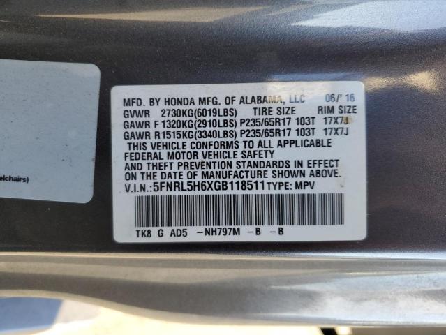 Photo 12 VIN: 5FNRL5H6XGB118511 - HONDA ODYSSEY EX 