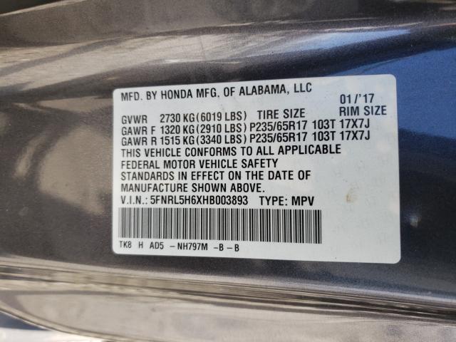 Photo 9 VIN: 5FNRL5H6XHB003893 - HONDA ODYSSEY EX 