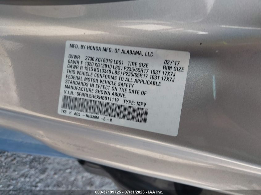 Photo 8 VIN: 5FNRL5H6XHB011119 - HONDA ODYSSEY 