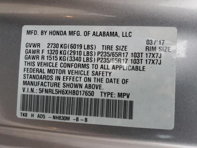 Photo 12 VIN: 5FNRL5H6XHB017650 - HONDA ODYSSEY EX 