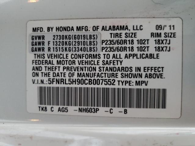 Photo 9 VIN: 5FNRL5H90CB007552 - HONDA ODYSSEY TO 