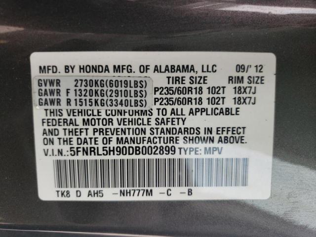 Photo 9 VIN: 5FNRL5H90DB002899 - HONDA ODYSSEY TO 